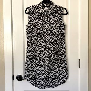Equipment heart print silk sleeveless shirt dress